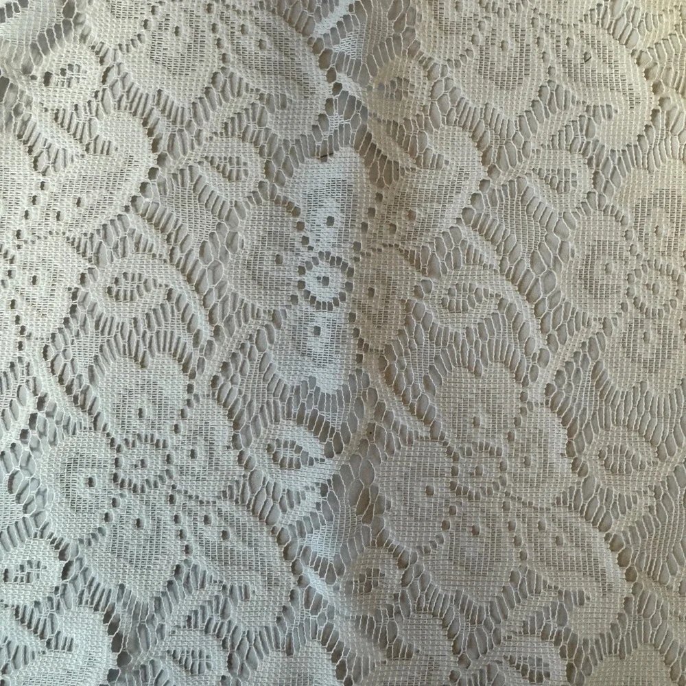 Vintage Floral Lace Ruffle Curtain Panels White 37x62 Rod Pocket Set of 2